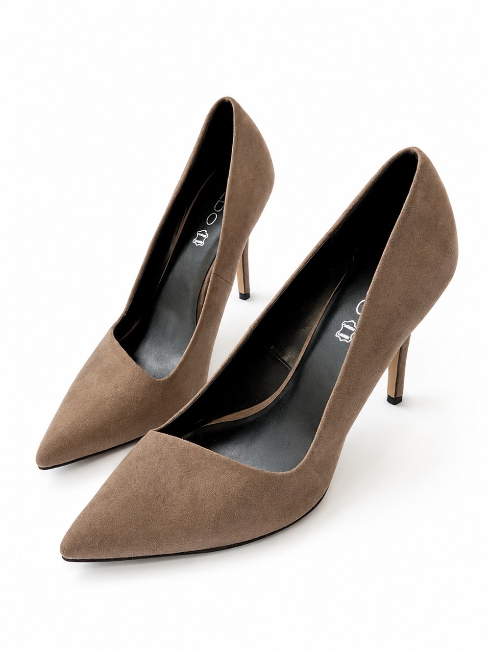 ALDO | Genuine Leather Suede Pointed Toe Stiletto Pumps Taupe Greige Heels 8.5